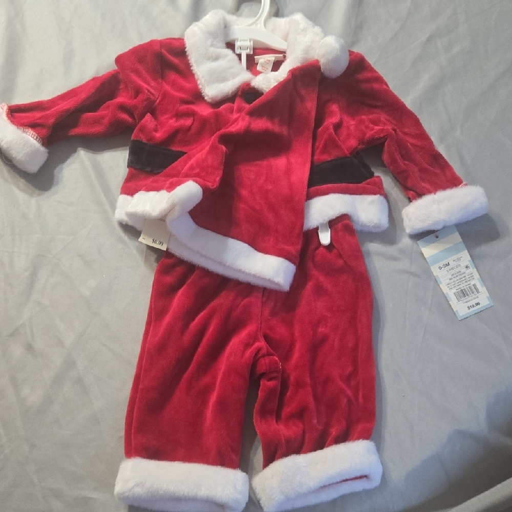 Cat & Jack Festive Santa 0-3 Baby Outfit